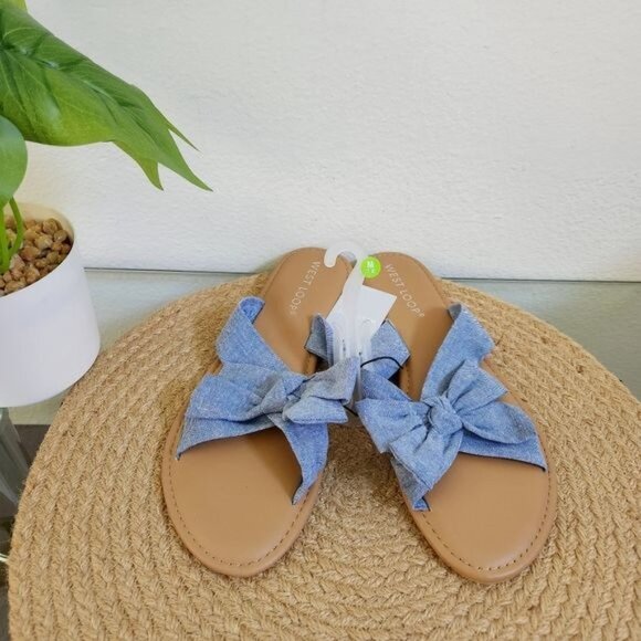 West loop Bow chambray Sandal - Picture 2 of 5